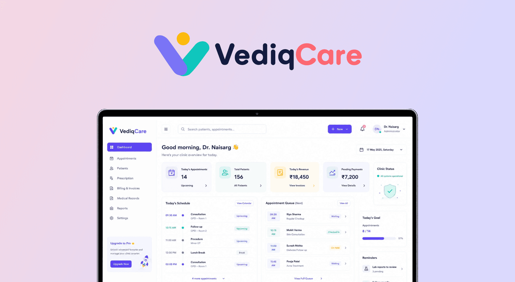 Vediq Care: Clinic Management, Simplified